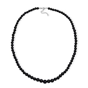 Thai Black Spinel 170.00 ctw Beaded Necklace in Rhodium Over Sterling Silver 18 -20 Inches