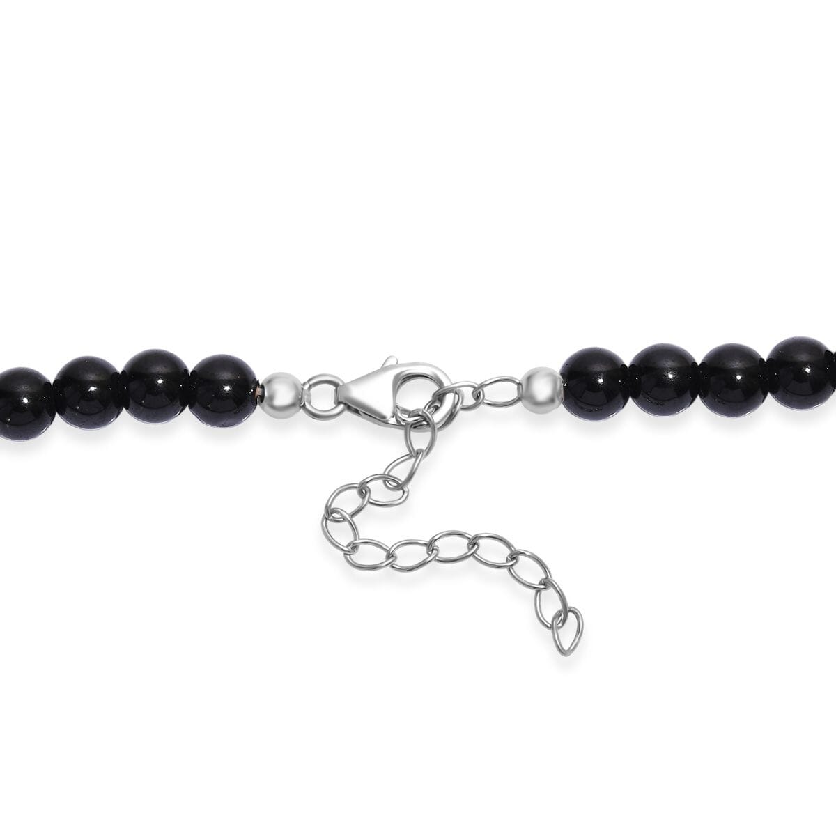 Thai Black Spinel 170.00 ctw Beaded Necklace in Rhodium Over Sterling Silver 18 -20 Inches image number 4