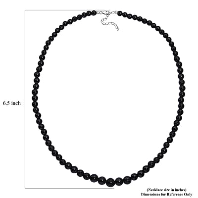 Thai Black Spinel 170.00 ctw Beaded Necklace in Rhodium Over Sterling Silver 18 -20 Inches