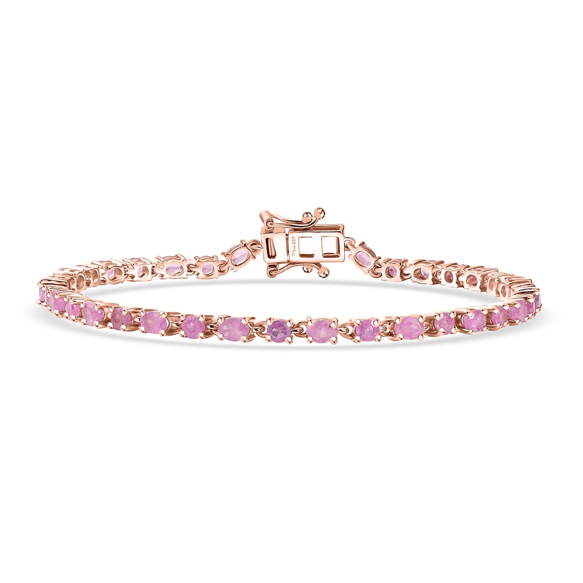 D'Joy Ilakaka Hot Pink Sapphire (FF) and Moissanite 10.00 ctw Floral Bracelet in 18K Vermeil Rose Gold Over Sterling Silve (8.00 In) image number 0