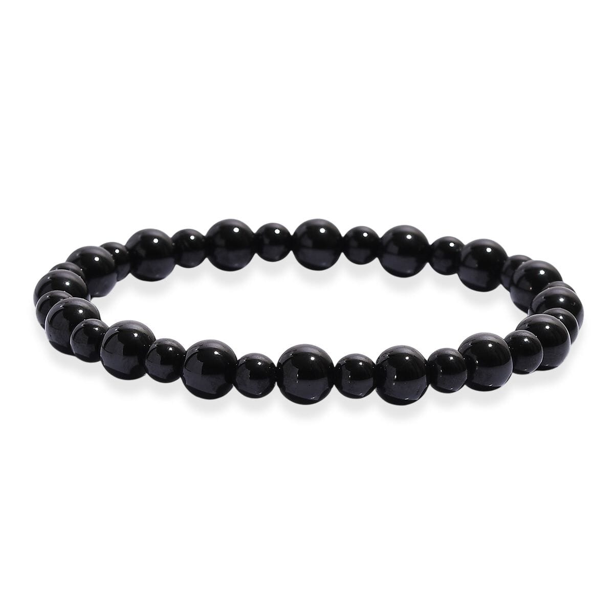 Thai Black Spinel 150.00 ctw Beaded Stretch Bracelet image number 0