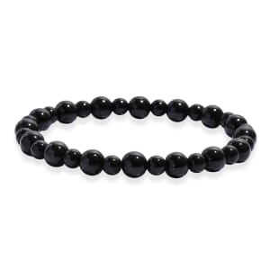 Thai Black Spinel 150.00 ctw Beaded Stretch Bracelet