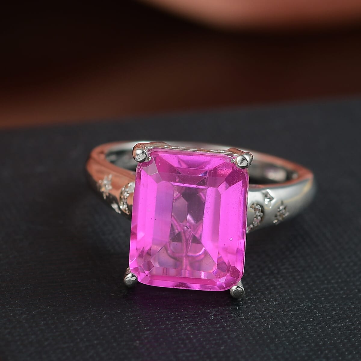 Ever True Patroke Quartz (Triplet) and White Zircon 7.00 ctw Celestial Glow Ring in Platinum Bond (Size 10.0) image number 1