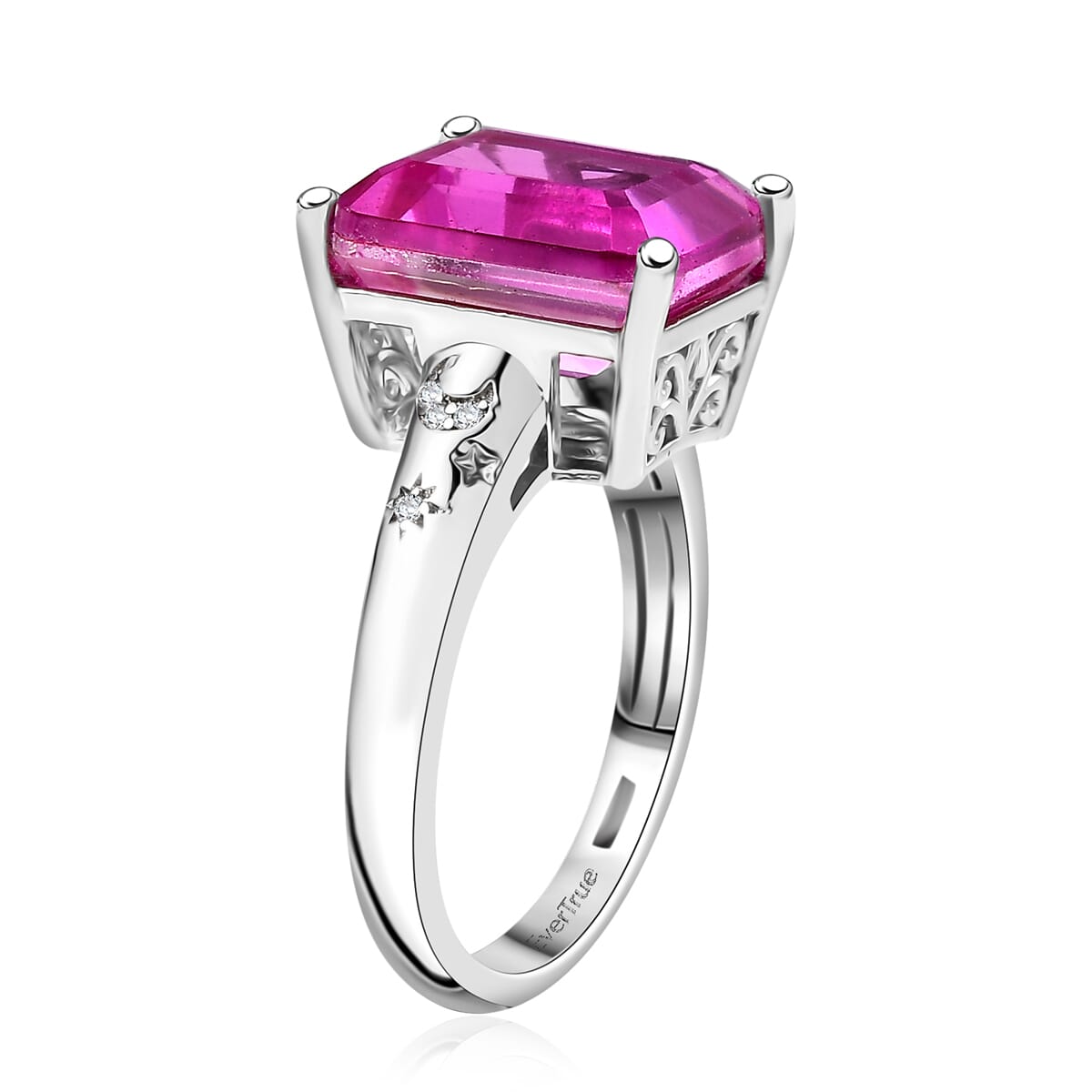 Ever True Patroke Quartz (Triplet) and White Zircon 7.00 ctw Celestial Glow Ring in Platinum Bond (Size 10.0) image number 3