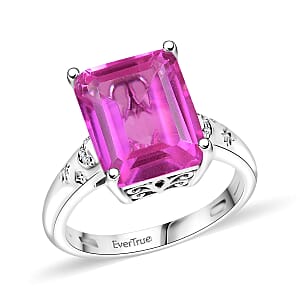 EverTrue Patroke Quartz (Triplet) and White Zircon 7.00 ctw Celestial Glow Ring in Platinum Bond (Size 9.0)