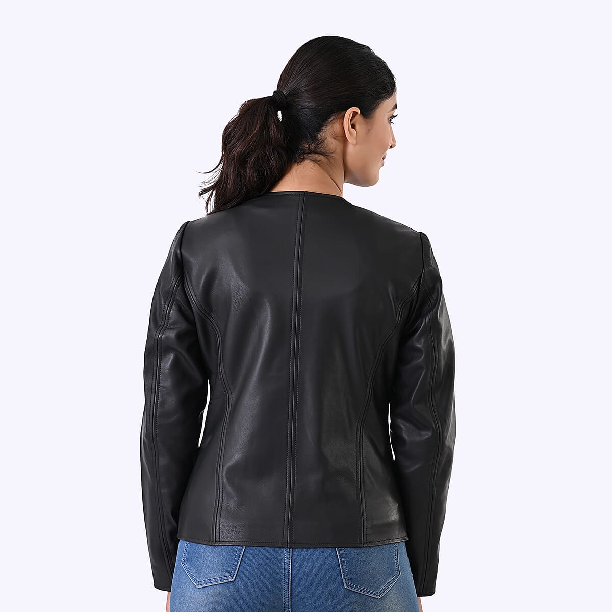  Black with Floral Lining Genuine Jacket - XXL image number 4