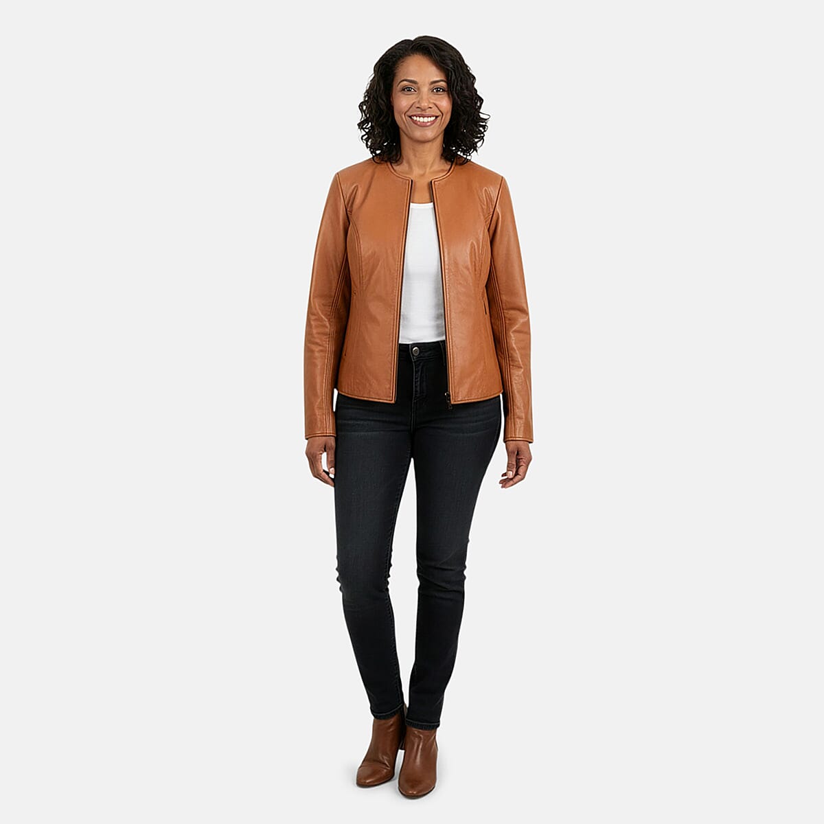  Tan with Leopard Lining Genuine Lambskin Jacket - XXL image number 0