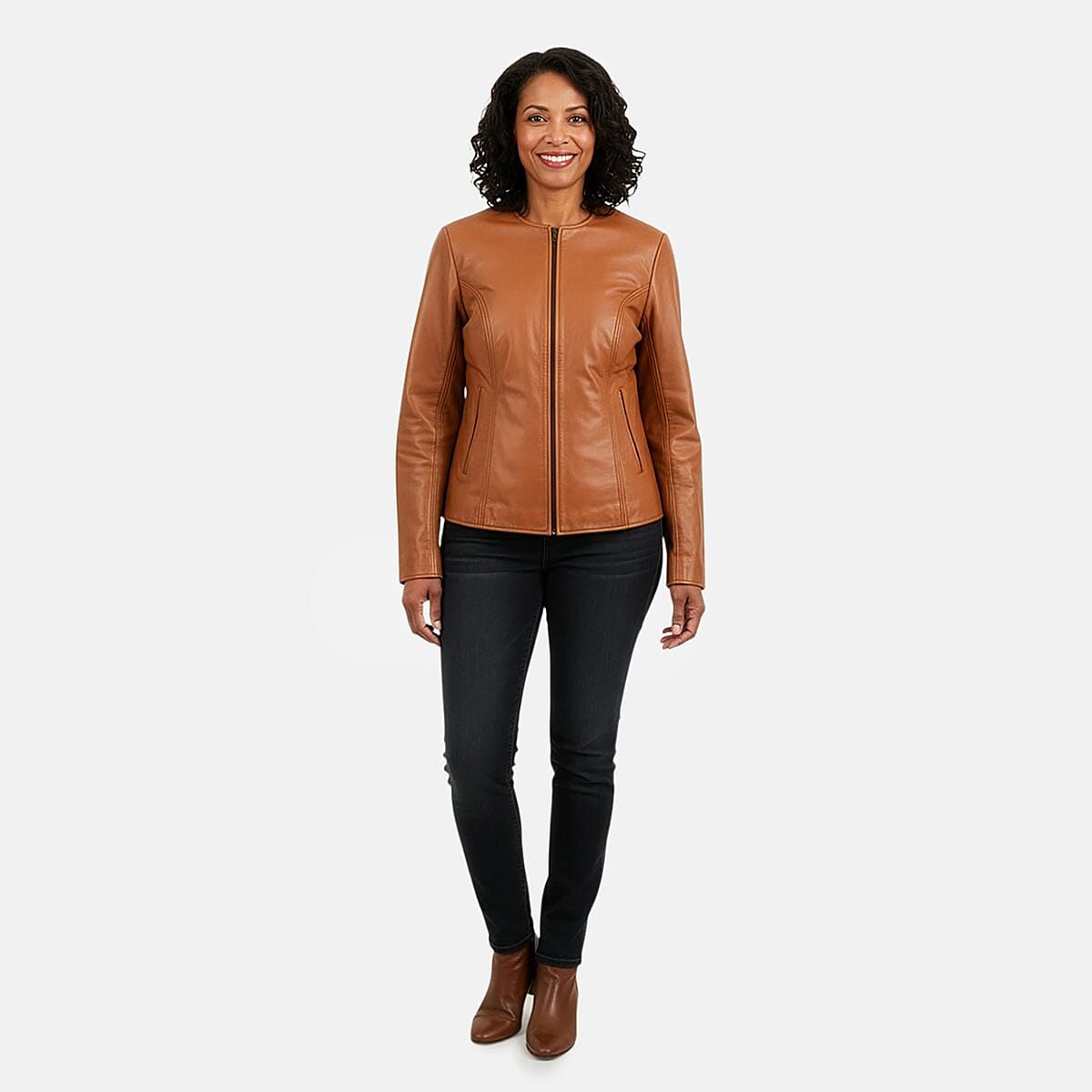  Tan with Leopard Lining Genuine Lambskin Jacket - XXL image number 3