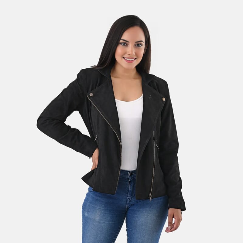 Black Genuine Lamb Leather Jacket - M