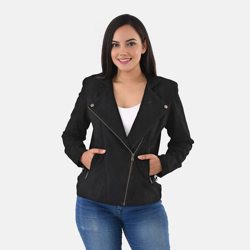 Black Genuine Lamb Leather Jacket - M