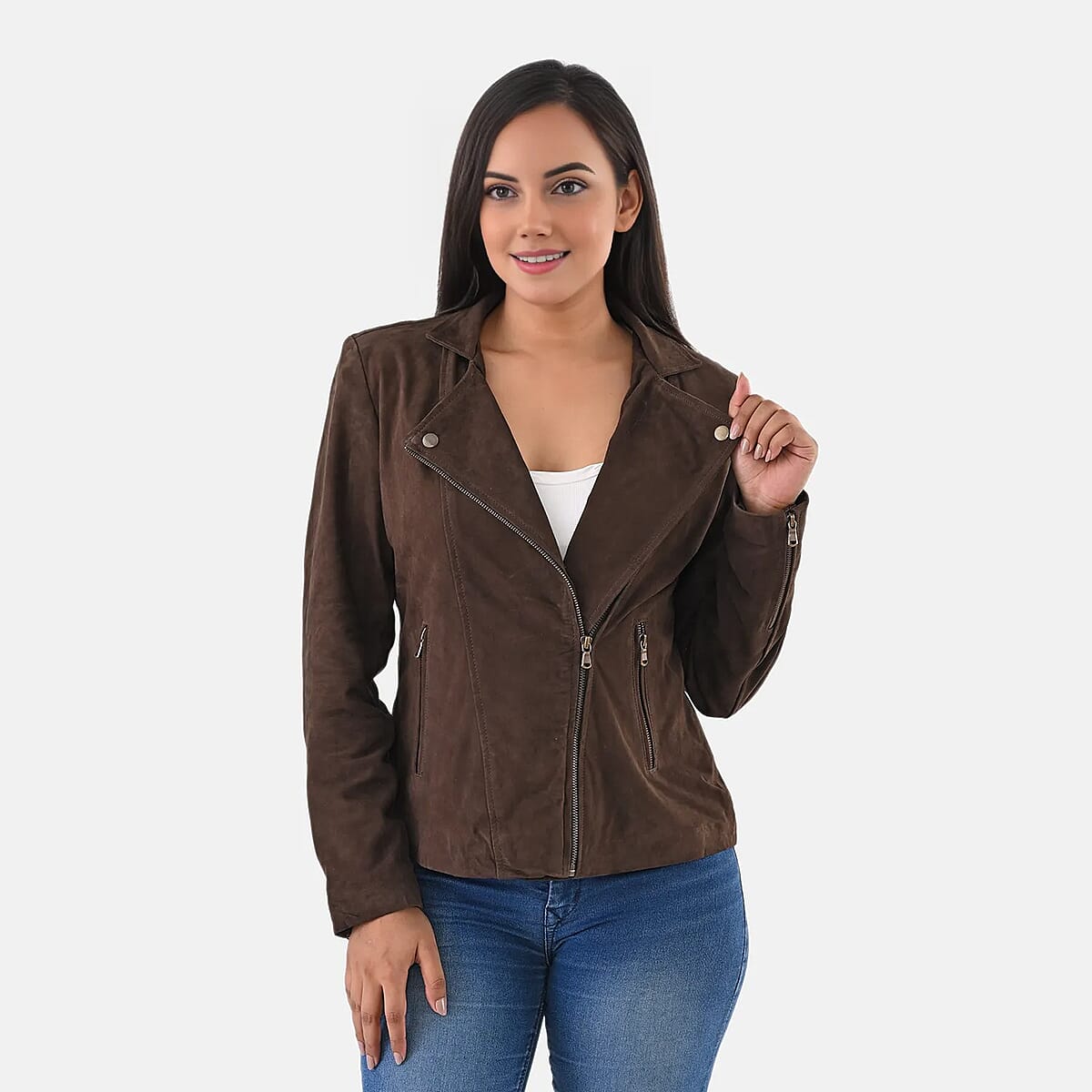 Doorbuster Brown Genuine Lamb Leather Jacket - M image number 6