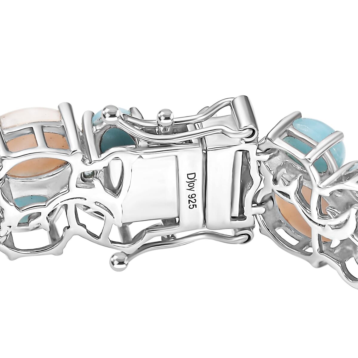 D'Joy Pink Natrolite and Multi Gemstone 37.00 ctw Dolphin Bracelet in Rhodium Over Sterling Silver (6.50 In) image number 3