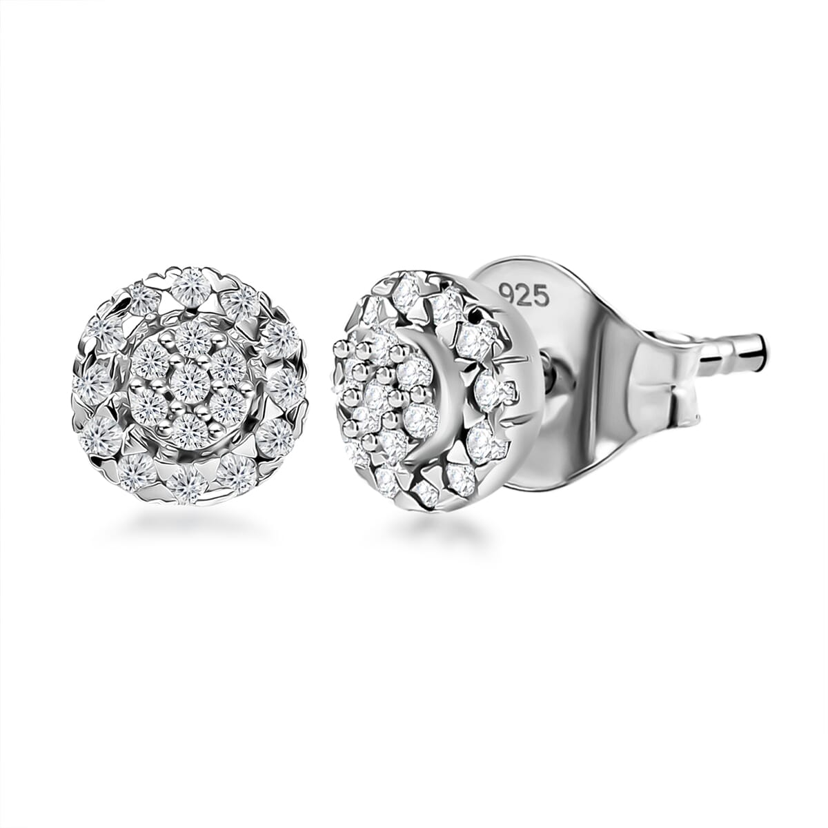 D'Joy Diamond 0.23 ctw Bloomig Flower Stud Earrings in Rhodium Over Sterling Silver  image number 0