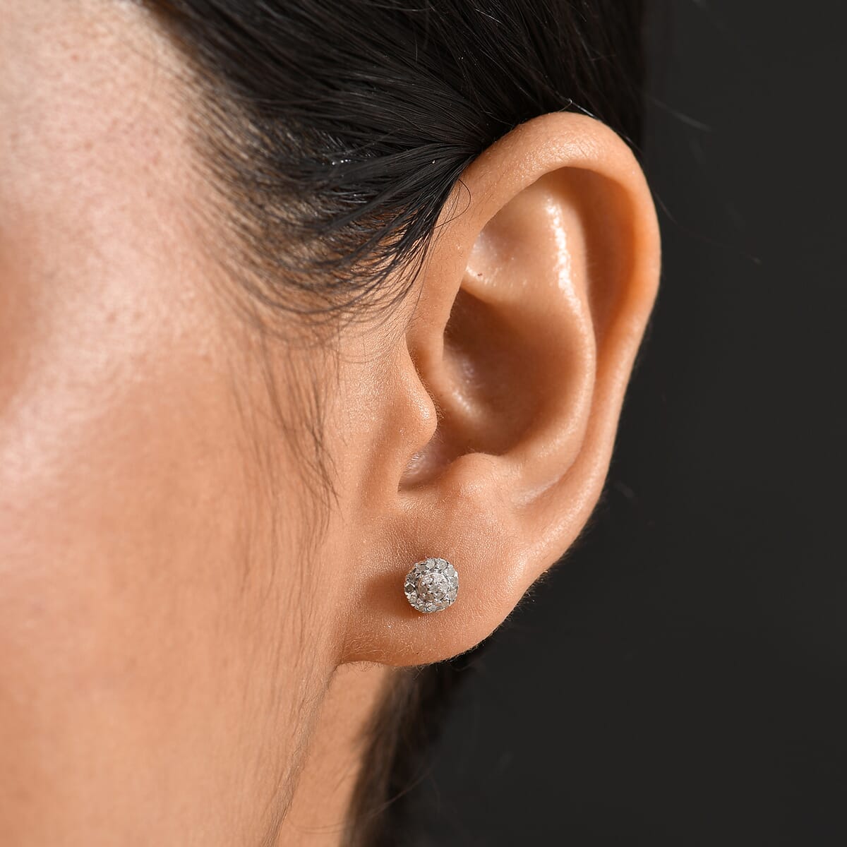 D'Joy Diamond 0.23 ctw Bloomig Flower Stud Earrings in Rhodium Over Sterling Silver  image number 2
