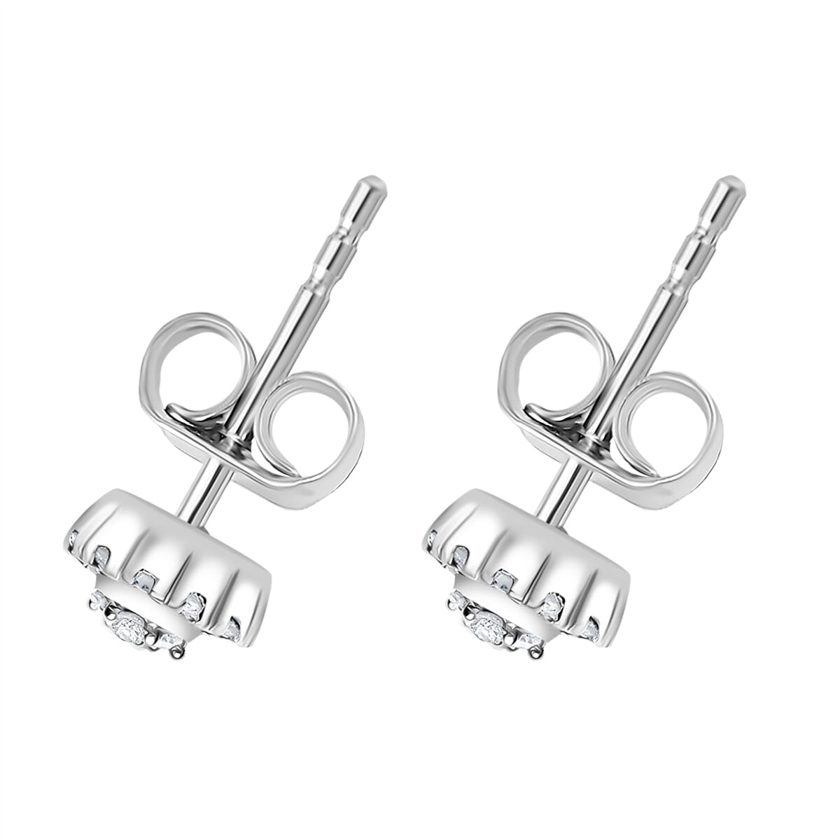 D'Joy Diamond 0.23 ctw Bloomig Flower Stud Earrings in Rhodium Over Sterling Silver  image number 3