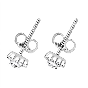 D'Joy Diamond 0.23 ctw Blooming Flower Stud Earrings in Rhodium Over Sterling Silver 