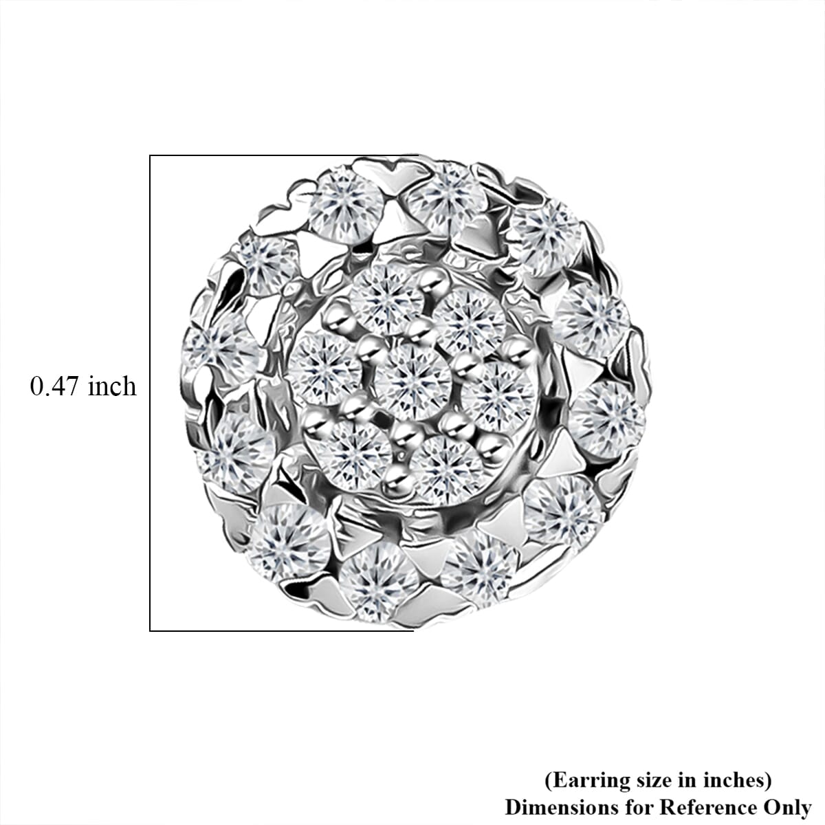 D'Joy Diamond 0.23 ctw Bloomig Flower Stud Earrings in Rhodium Over Sterling Silver  image number 4