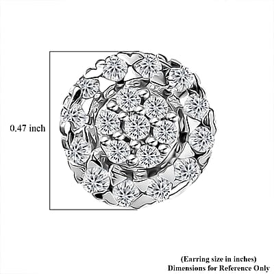D'Joy Diamond 0.23 ctw Blooming Flower Stud Earrings in Rhodium Over Sterling Silver