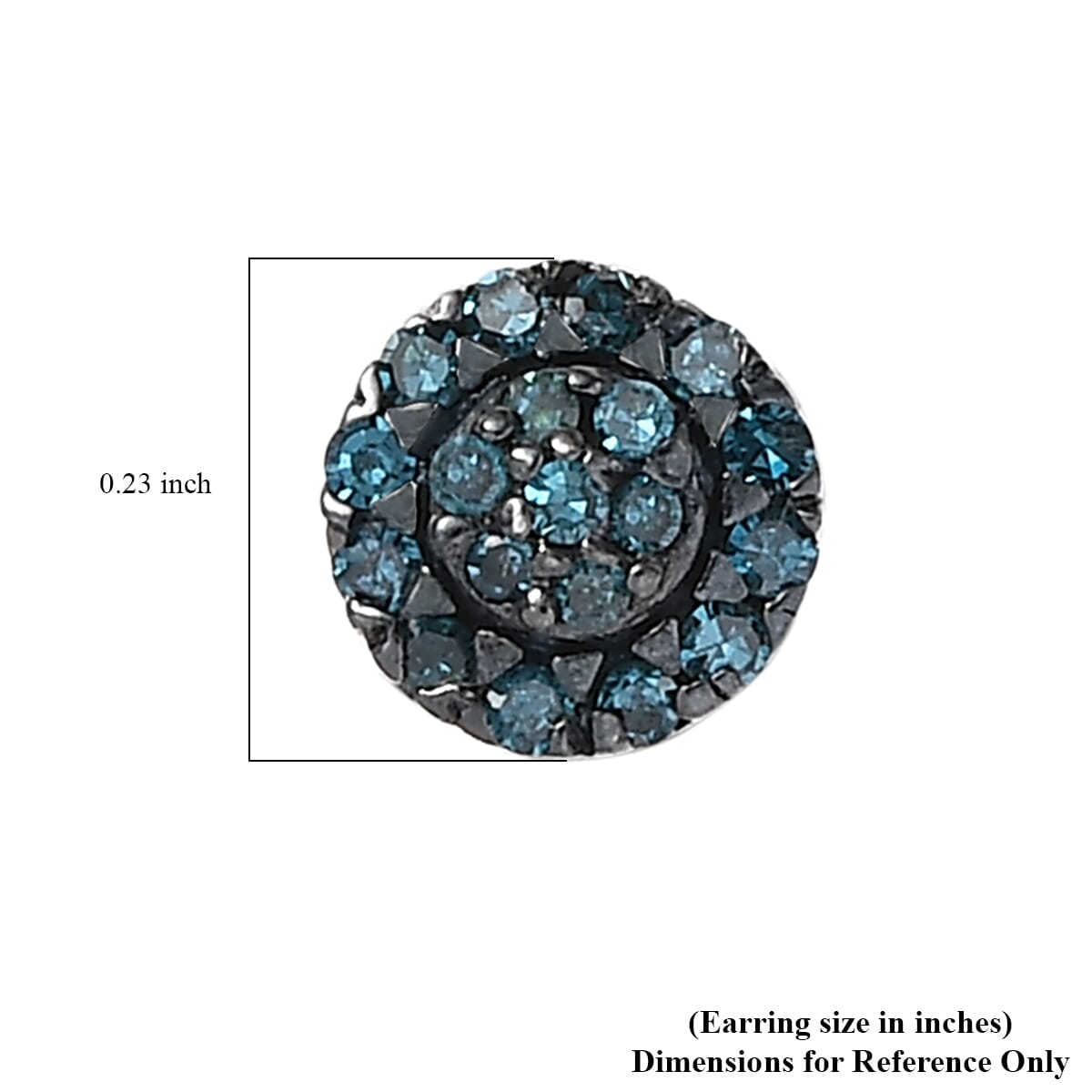 D'Joy Blue Diamond 0.23 ctw Bloomig Flower Stud Earrings in Rhodium Over Sterling Silver image number 4