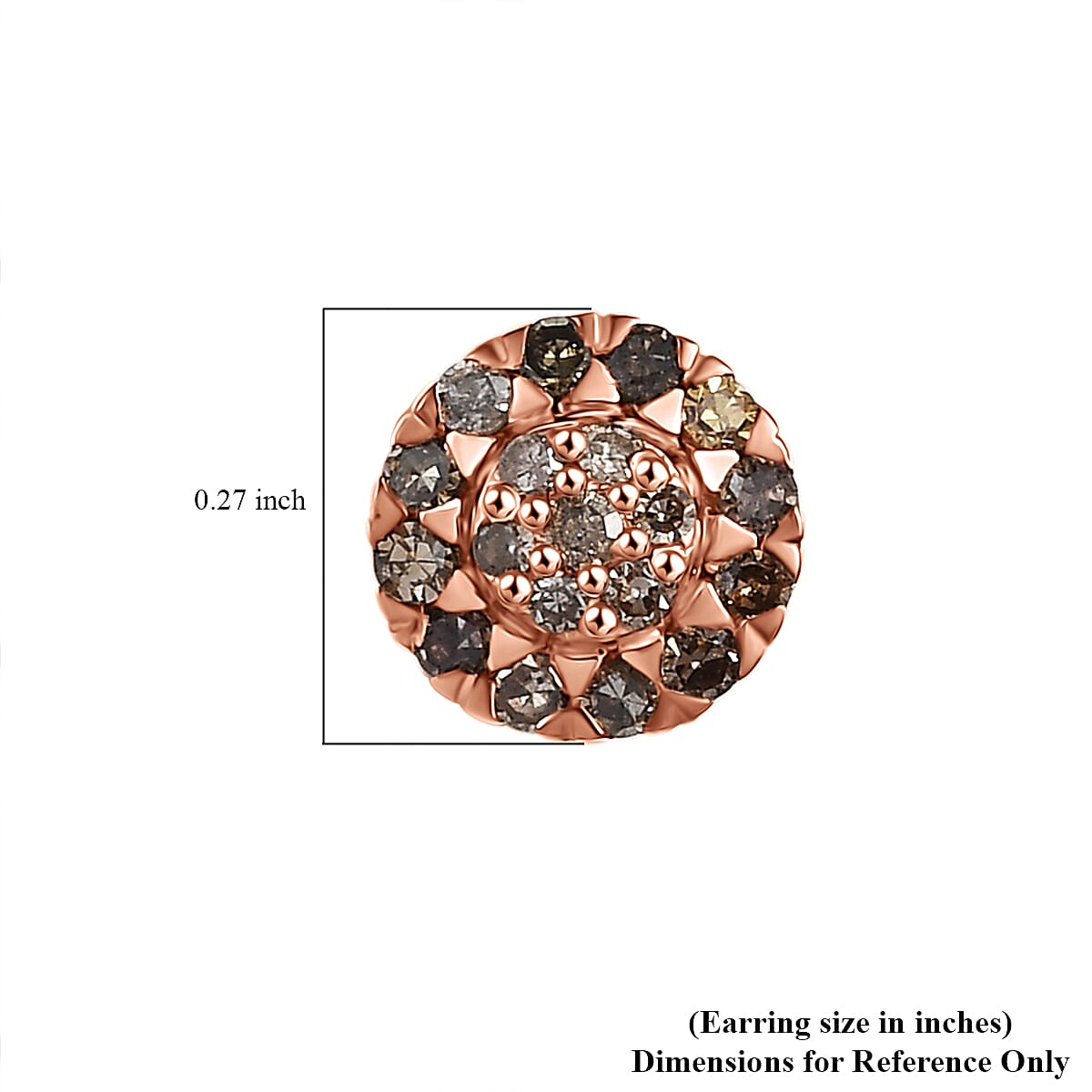 D'Joy Natural Champagne Diamond 0.23 ctw Blooming Flower Stud Earrings in 18K Vermeil Rose Gold Over Sterling Silver image number 5