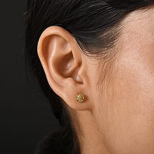 D'Joy Yellow Diamond 0.23 ctw Blooming  Flower Stud Earrings in 18K Vermeil Yellow Gold Over Sterling Silver