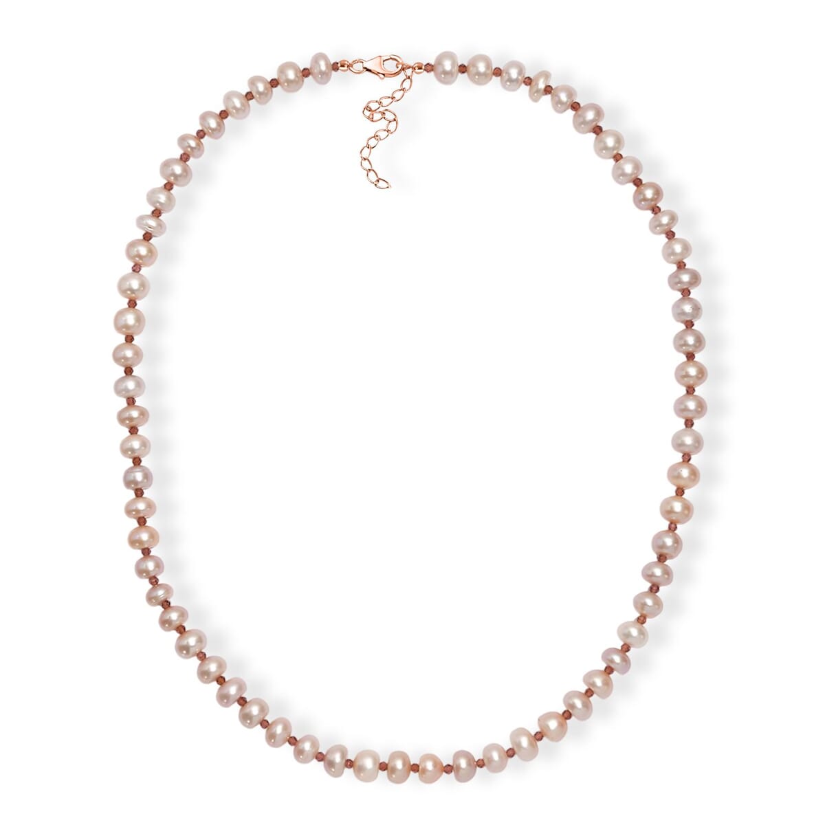 Pink Freshwater Pearl and Orissa Rhodolite Garnet 10.00 ctw Necklace in 18K Vermeil Rose Gold Over Sterling Silver 18 Inches image number 3