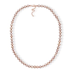 Pink Freshwater Pearl and Orissa Rhodolite Garnet 10.00 ctw Necklace in 18K Vermeil Rose Gold Over Sterling Silver 18 Inches