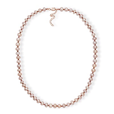 Pink Freshwater Pearl and Orissa Rhodolite Garnet 10.00 ctw Necklace in 18K Vermeil Rose Gold Over Sterling Silver 18 Inches