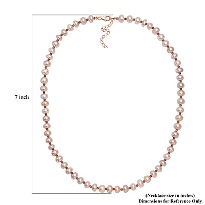 Pink Freshwater Pearl and Orissa Rhodolite Garnet 10.00 ctw Necklace in 18K Vermeil Rose Gold Over Sterling Silver 18 Inches