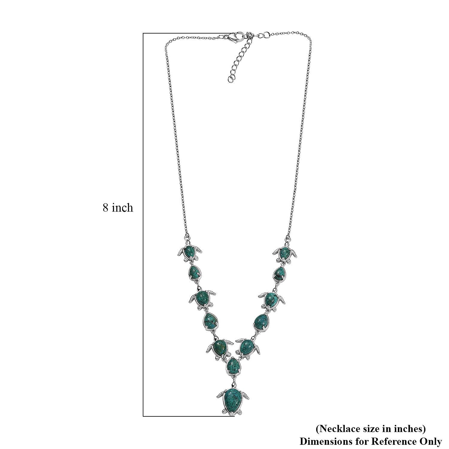 EverTrue Chrysocolla 19.20 ctw Traveling Turtle Necklace in Platinum Bond 18 Inches