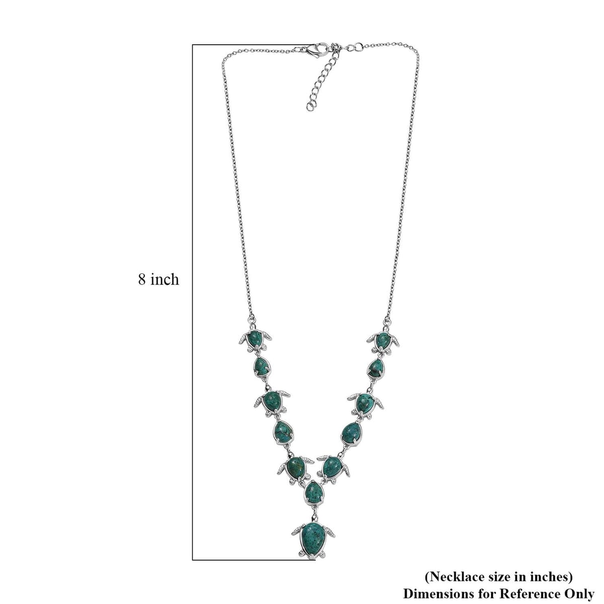 Ever True Chrysocolla 19.20 ctw Traveling Turtle Necklace in Platinum Bond 18 Inches image number 5