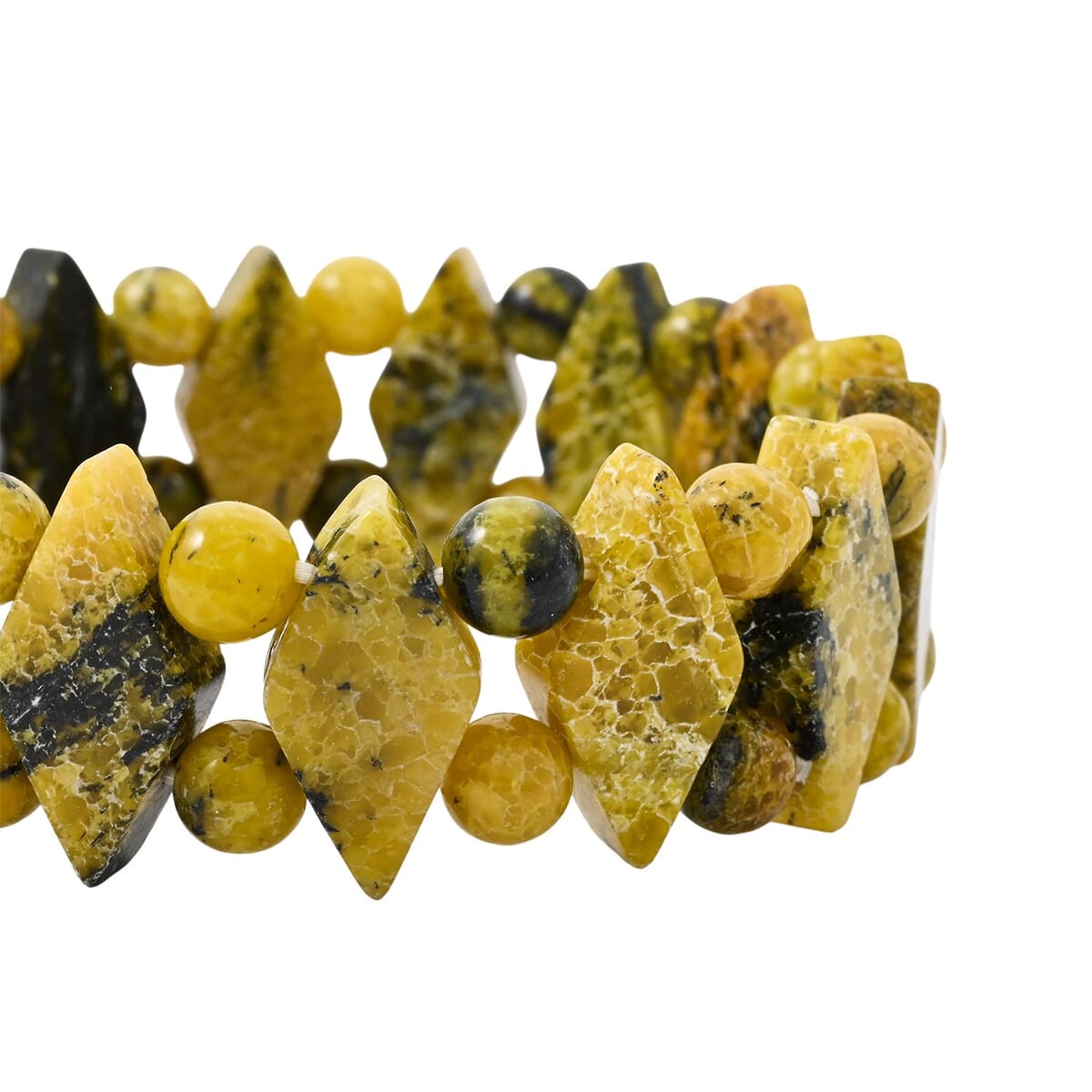 Princess Yellow Turtle Jasper 150.00 ctw Stretch Bracelet (6-7In) image number 2