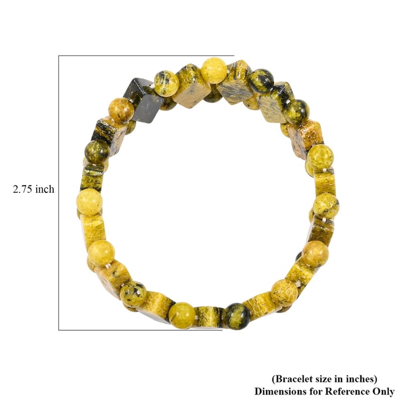 Princess Yellow Turtle Jasper 150.00 ctw Stretch Bracelet (6-7In)