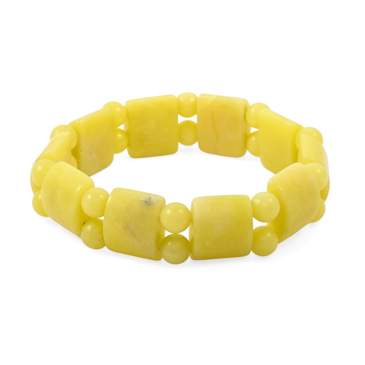Olive Jade 145.05 ctw Tanker Stretch Bracelet (6-7In) image number 0