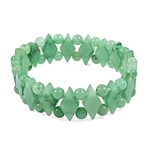 Dark Green Aventurine 164.00 ctw Princess Stretch Bracelet (6-7In)
