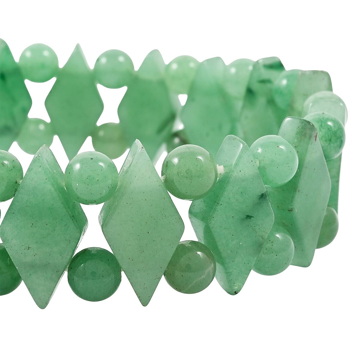 Dark Green Aventurine 164.00 ctw Princess Stretch Bracelet (6-7In) image number 2