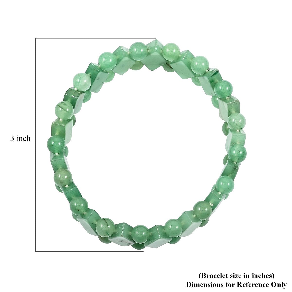 Dark Green Aventurine 164.00 ctw Princess Stretch Bracelet (6-7In) image number 3
