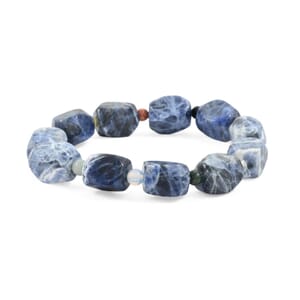 Sodalite Faceted and Multi Gemstone 112.25 ctw Irregular Nugget Beaded Stretch Bracelet