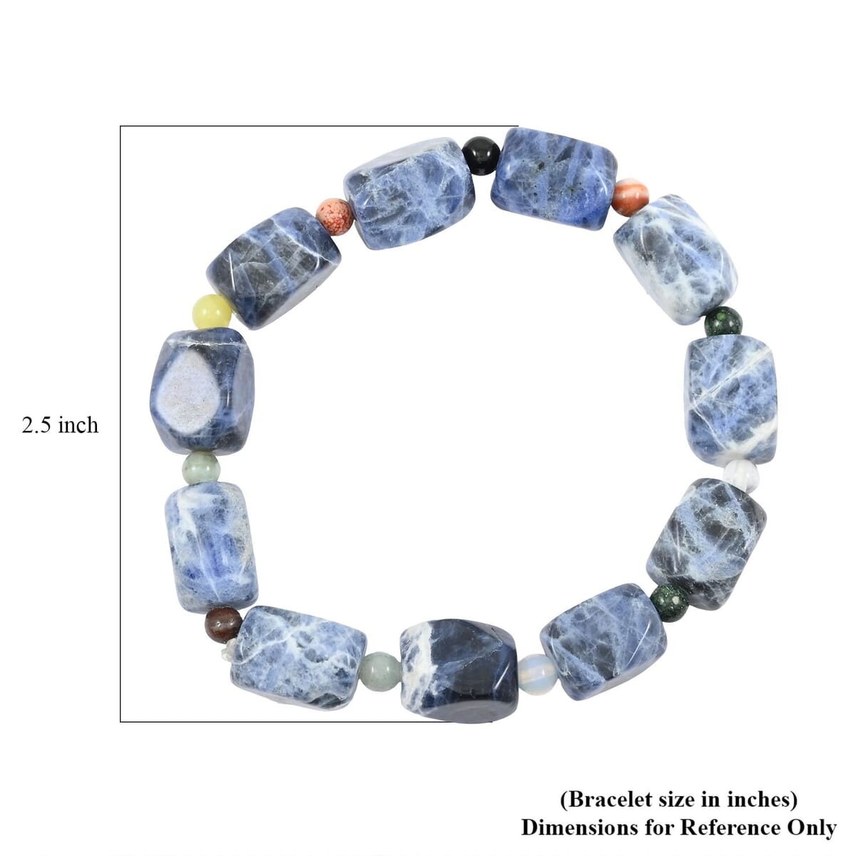 Sodalite Faceted and Multi Gemstone 112.25 ctw Irregular Nugget Beaded Stretch Bracelet image number 3