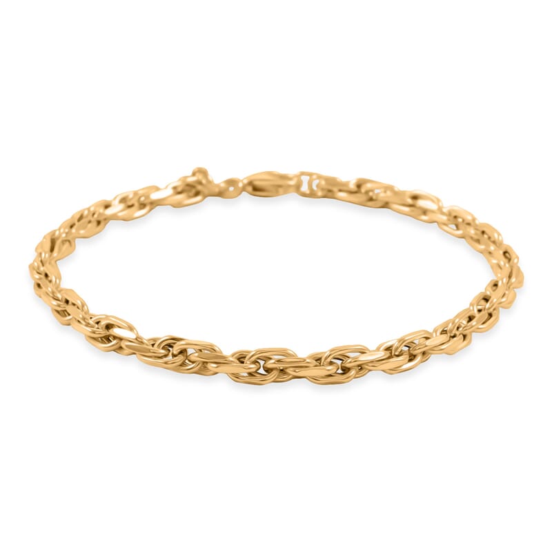Italian 4mm Florentine Torchon Chain Bracelet in 10K Yellow Gold (7.50 In) 3.41 Grams
