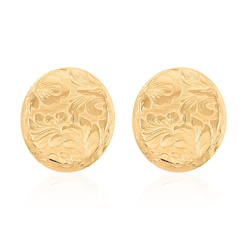 Italian Antique Stencil Earrings in 10K Yellow Gold 2.6 Grams