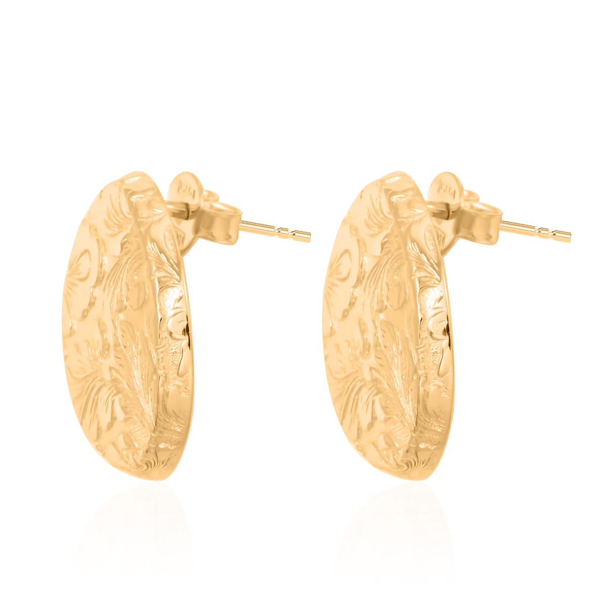 Italian Antique Stencil Earrings in 10K Yellow Gold 2.6 Grams image number 3