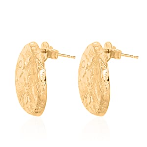 Italian Antique Stencil Earrings in 10K Yellow Gold 2.6 Grams