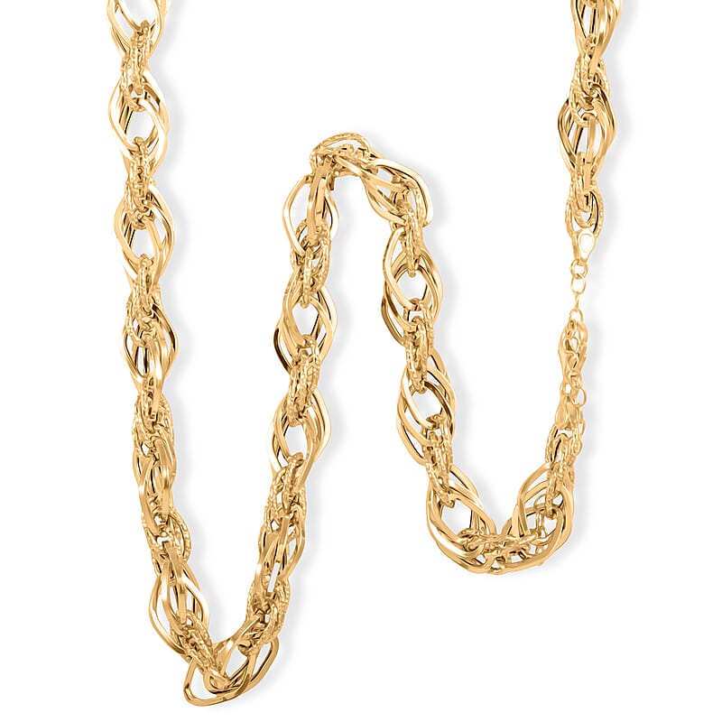 Italian Double Marquise Diamond-Cut Chain Necklace in 10K Yellow Gold 11.51 Grams 18-20 Inches