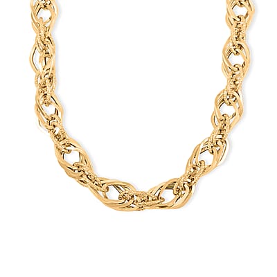 Italian Double Marquise Diamond-Cut Chain Necklace in 10K Yellow Gold 11.51 Grams 18-20 Inches