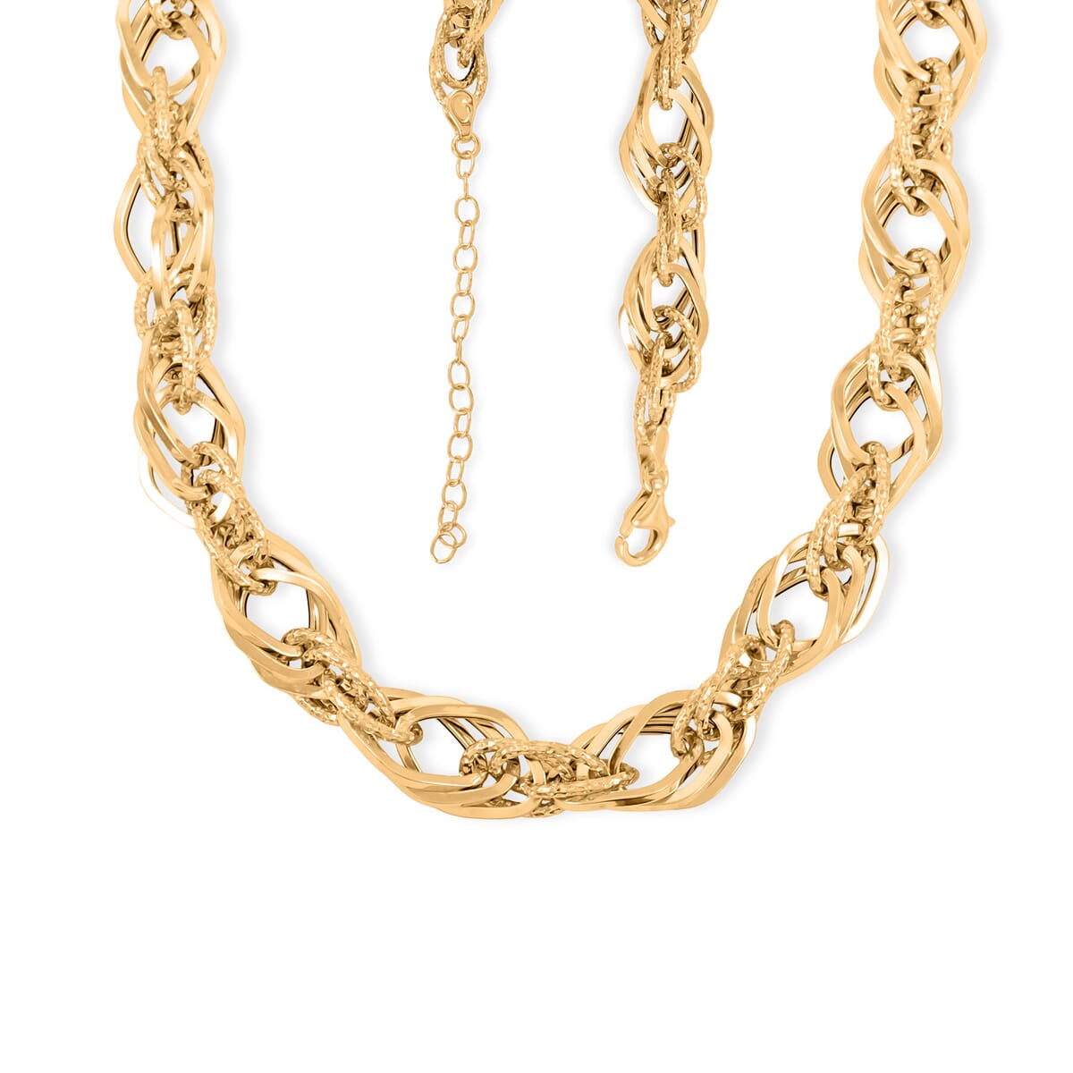 Italian Double Marquise Diamond-Cut Chain Necklace in 10K Yellow Gold 11.51 Grams 18-20 Inches image number 2