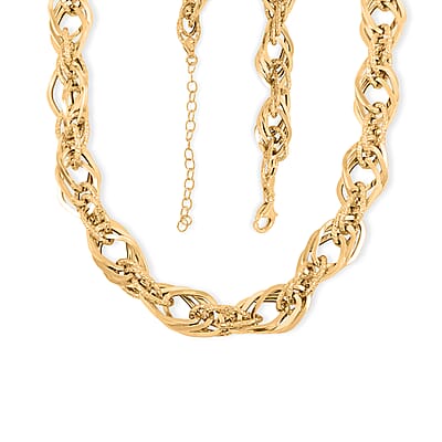 Italian Double Marquise Diamond-Cut Chain Necklace in 10K Yellow Gold 11.51 Grams 18-20 Inches