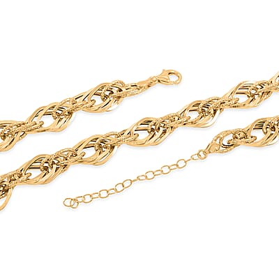 Italian Double Marquise Diamond-Cut Chain Necklace in 10K Yellow Gold 11.51 Grams 18-20 Inches