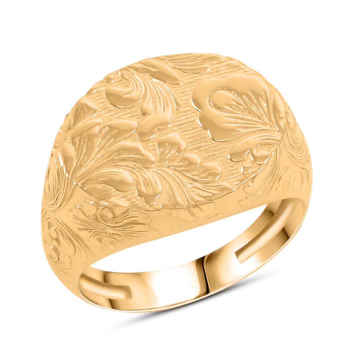 Italian Antique Stencil Ring in 10K Yellow Gold (Size 7.0) 2.21 Grams image number 0