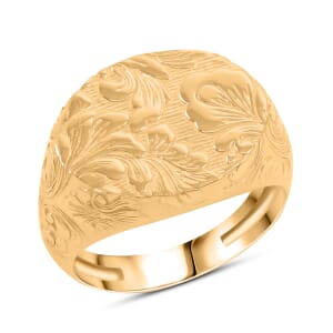 Italian Antique Stencil Ring in 10K Yellow Gold (Size 7.0) 2.21 Grams